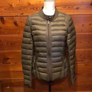 Sam Edelman Large Down Filled Packable Puffer Jacket Olive Green